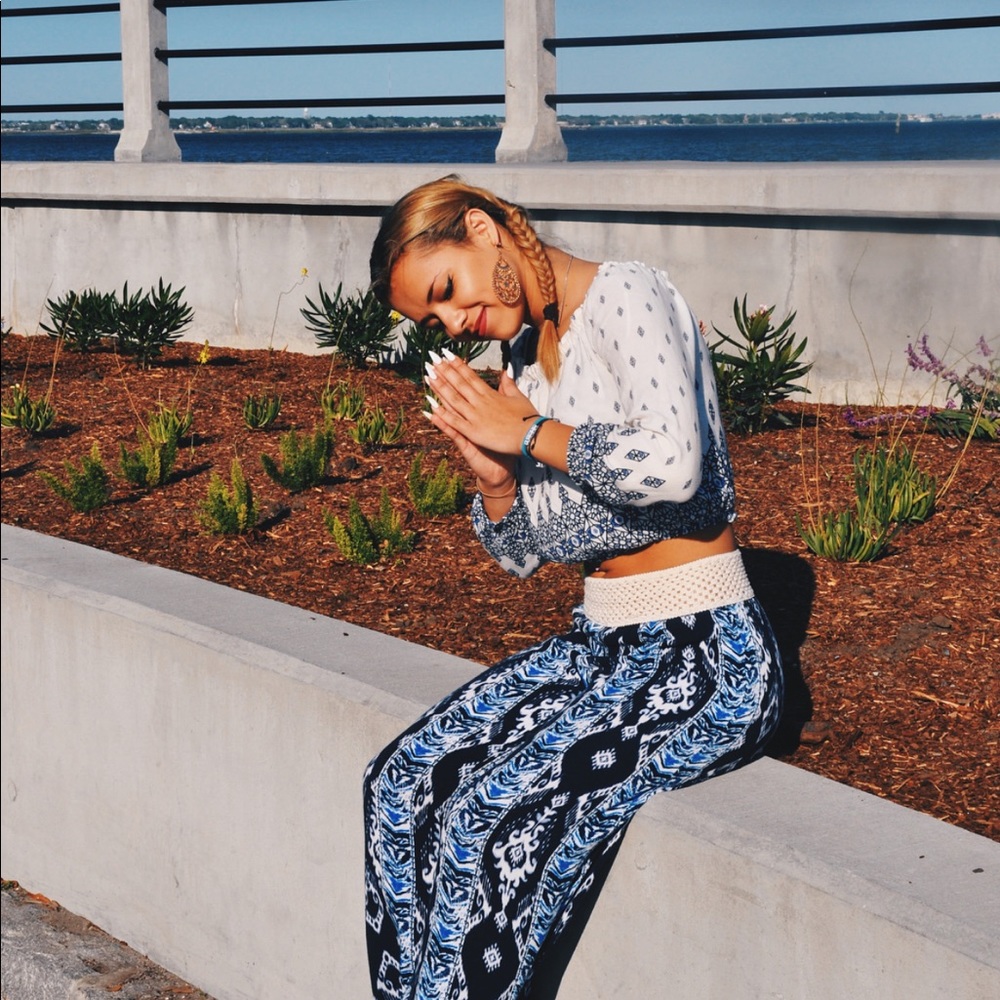 Blue patterned pants